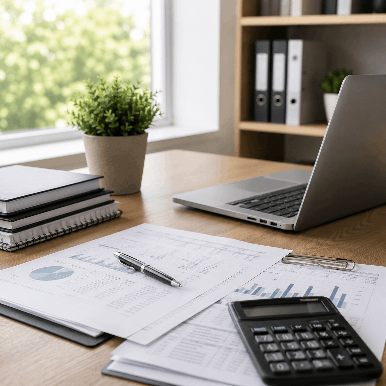 Modern Workspace with Financial Charts